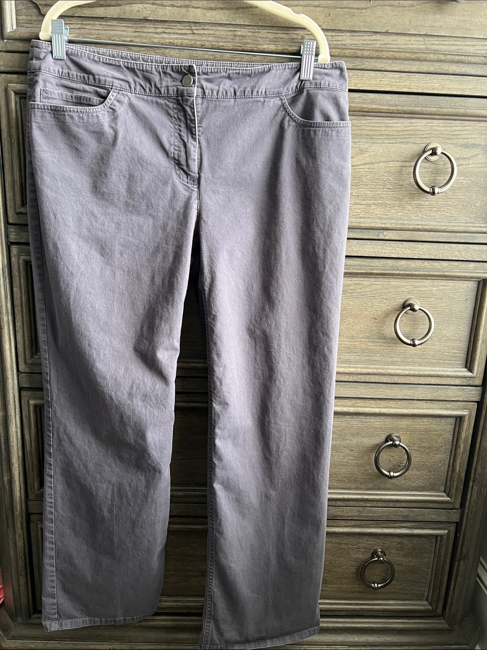 Eileen Fisher Grey Cotton Chino Pants Ankle Length Petite Large PL VGUC